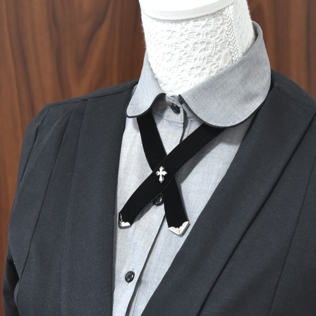 † Cruz †｜漆黒の誓いを刻むクロスタイチョーカー／ネックレス メンズ ユニセックス ゴシック ブラック クロス 十字架 シンプル モード アクセサリー