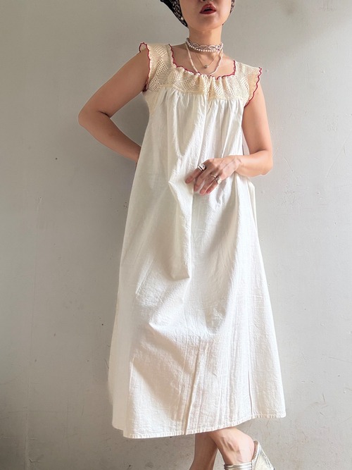 〜1960s Dead Stock Crochet/Cotton Dress