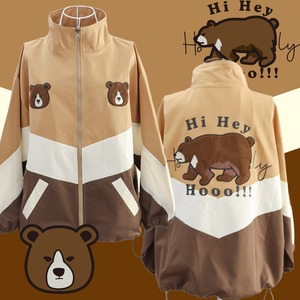 【壁を壊す。】「そのくま、かわいいですね」で繋がるくま刺繍 配色切替 マウンテンパーカー【細身も安心のゆるカワ】