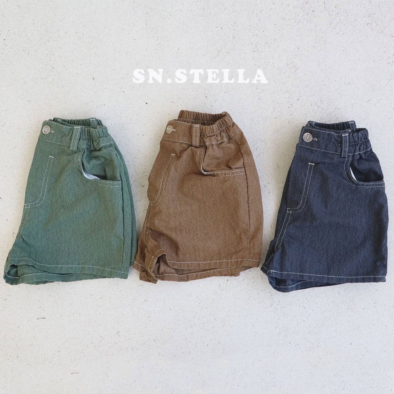 【SN,STELLA】ステッチデニムショートパンツ ブラウン 80~100cm - 7