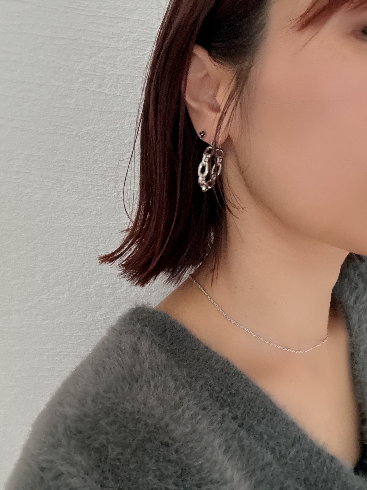 チェーンフープピアス