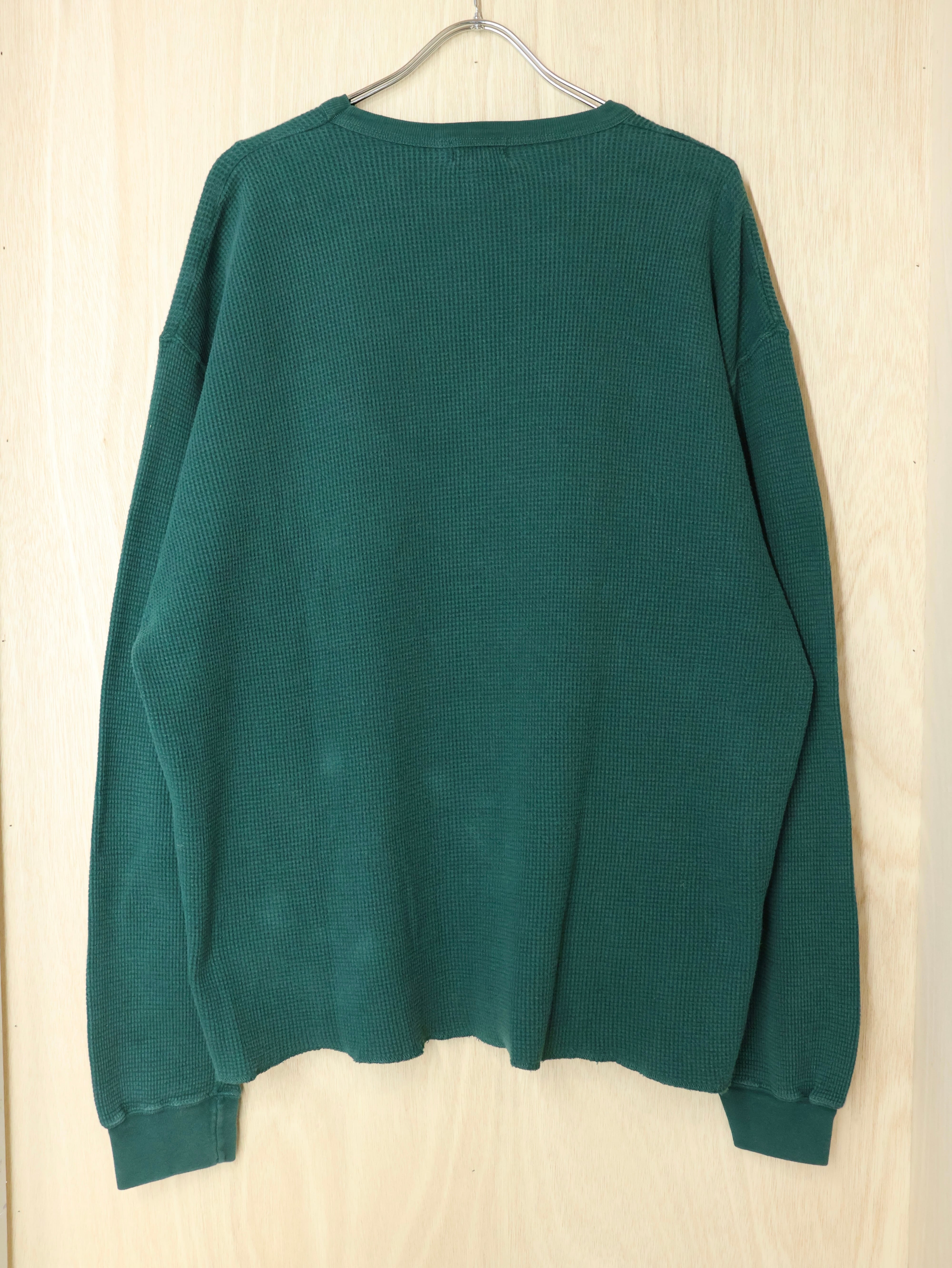 90s J.CREW ワッフルカットソー 表記XL サーマル ロンT 巨人タグ