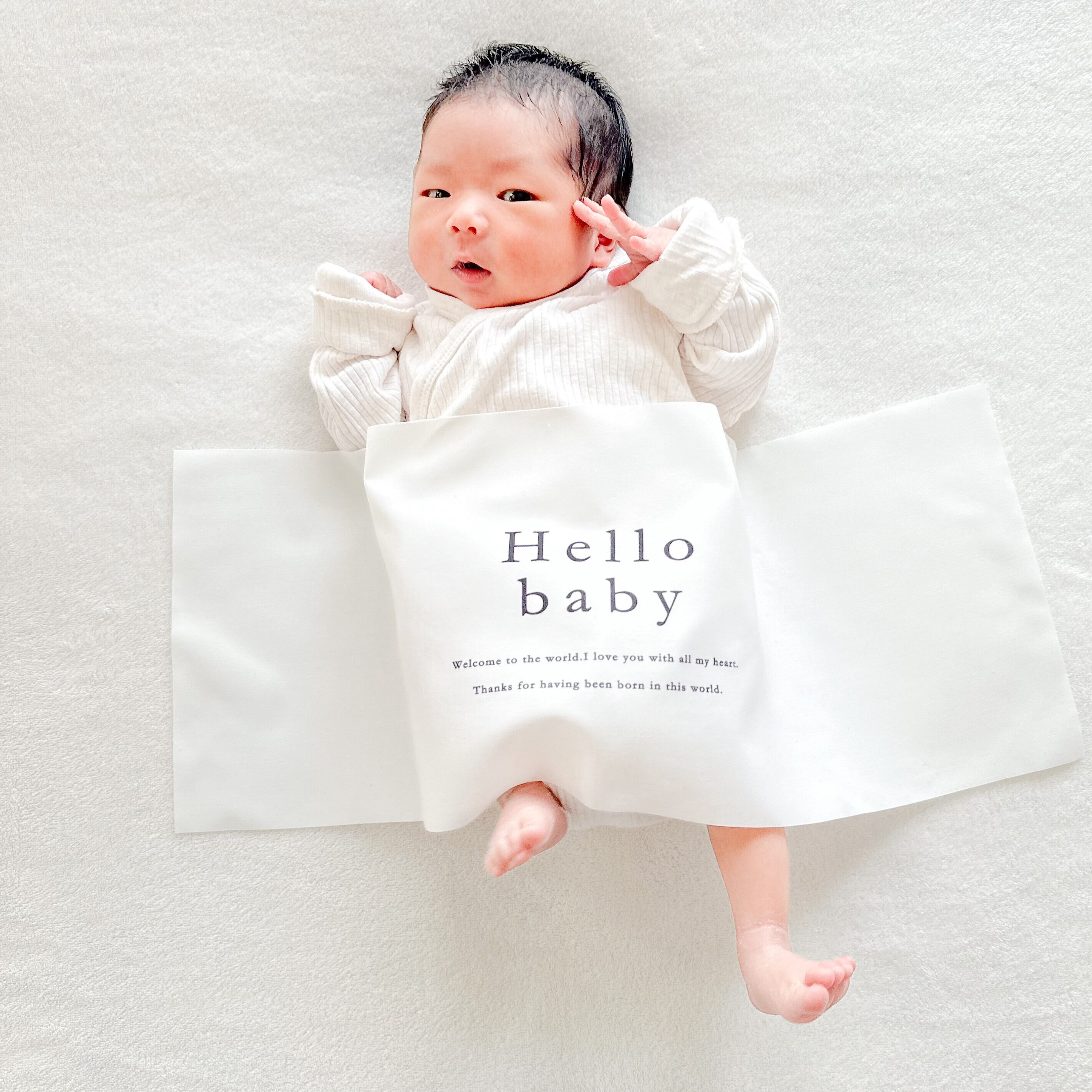 ハローベイビータペストリー　完成品 即納”Hello baby タペストリー1 : ニューボーン はっきり バースデー