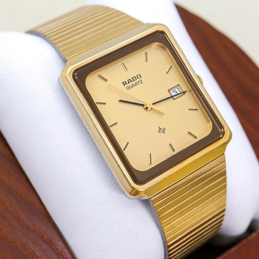 稼働 RADO 腕時計 スクエア アンティーク 4Pストーン レザー 1005 稼働 RADO 腕時計 スクエア アンティーク 4Pストーン レザー