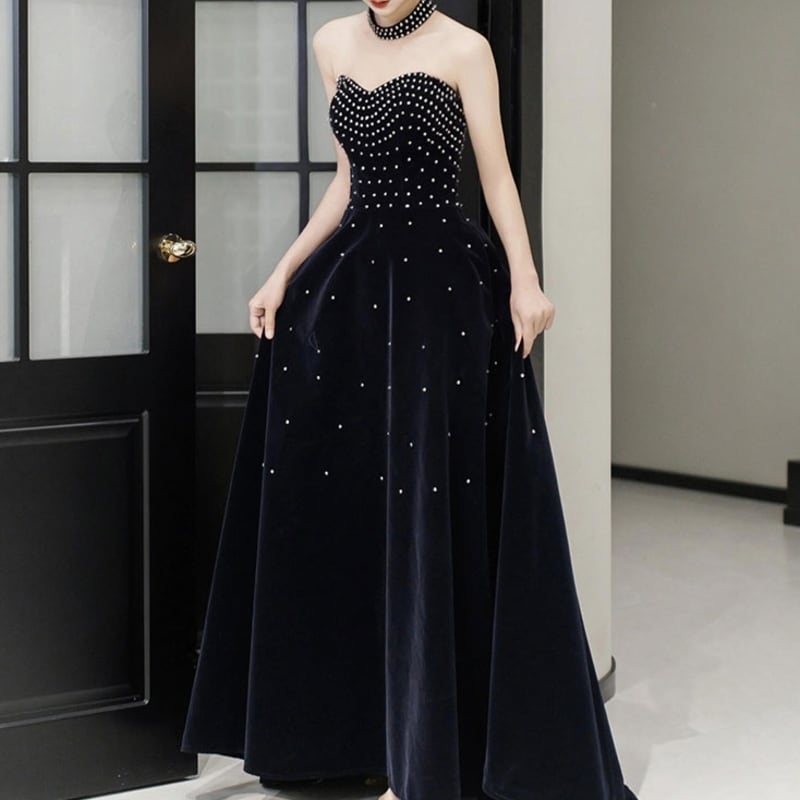 チョーカー付きラインストーンドレス D0480 | La Charme