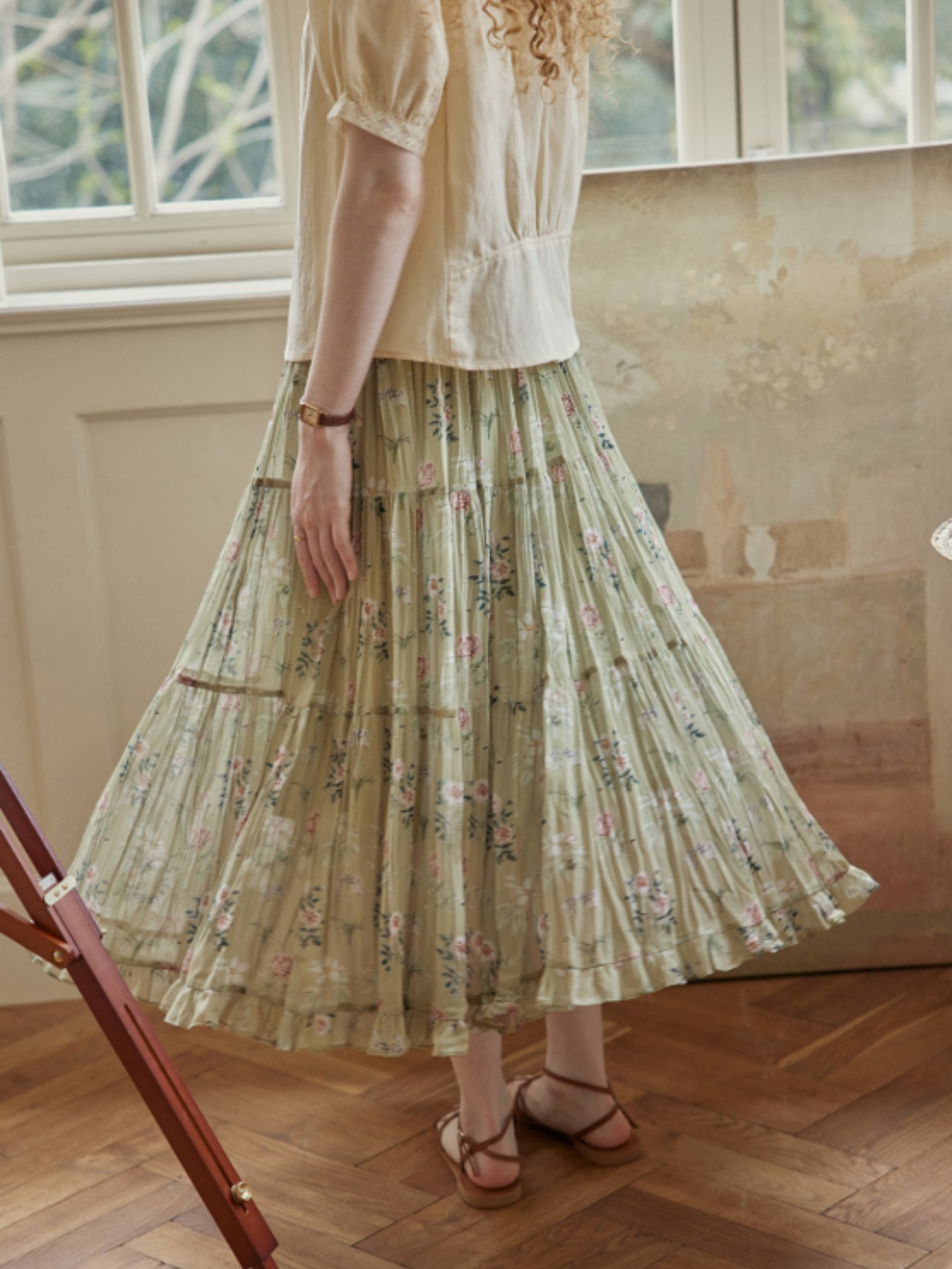 Roseraie Tiered Pleated Skirt F0689