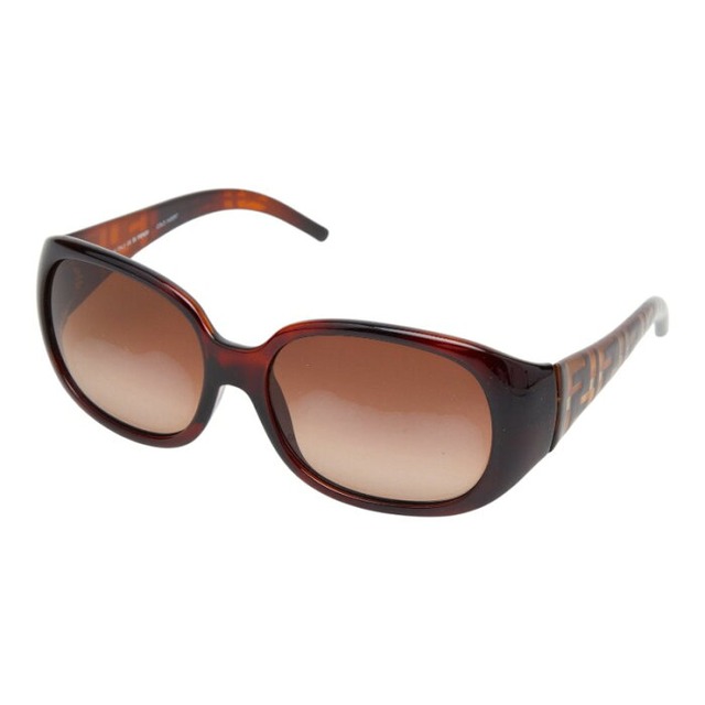 フェンディ ズッカ ロゴ サングラス 58 17 125 FS346 ブラウン プラスチック レディース FENDI 【中古】