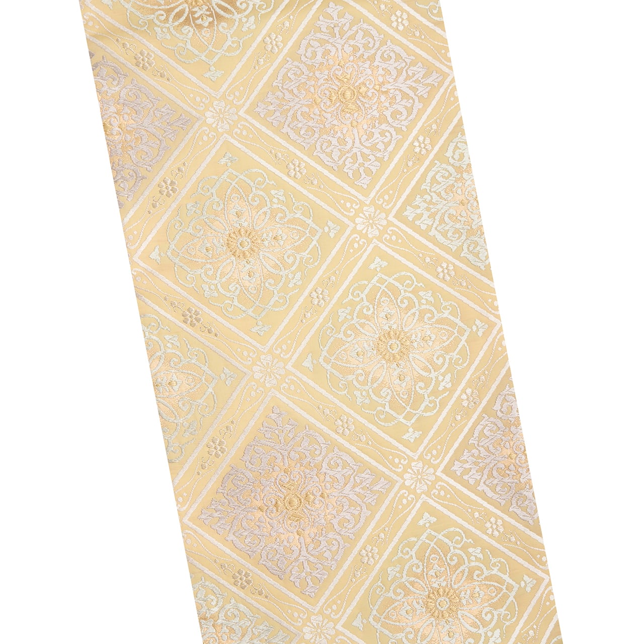 未着用　ブランド帯　袋帯　唐織　格子　菱模様　銀糸　金糸　着物　071a p 900織特選佐賀錦 金糸銀糸 六通柄袋帯 着物a - メルカリ