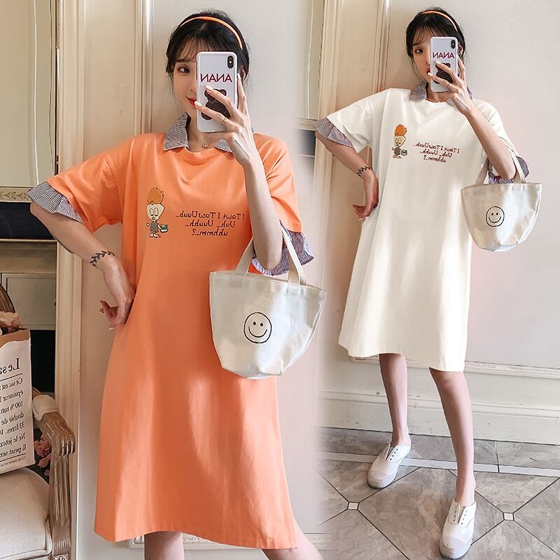 【新作】【送料無料】 マタニティドレス2020夏の新しいファッションサイドスリット漫画のドレス、年齢を減らすミドル丈のマタニティドレス-アリババ サマー 夏物 expec214465650182