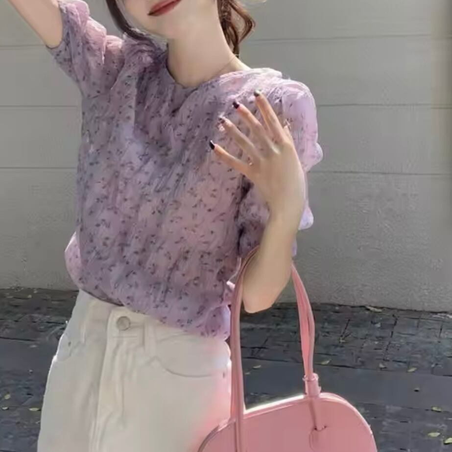 花柄シフォンブラウス