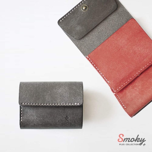 【限定色】めっちゃ入る 三つ折り財布【グレー×優しめピンク】Smoky+（在庫あり）
