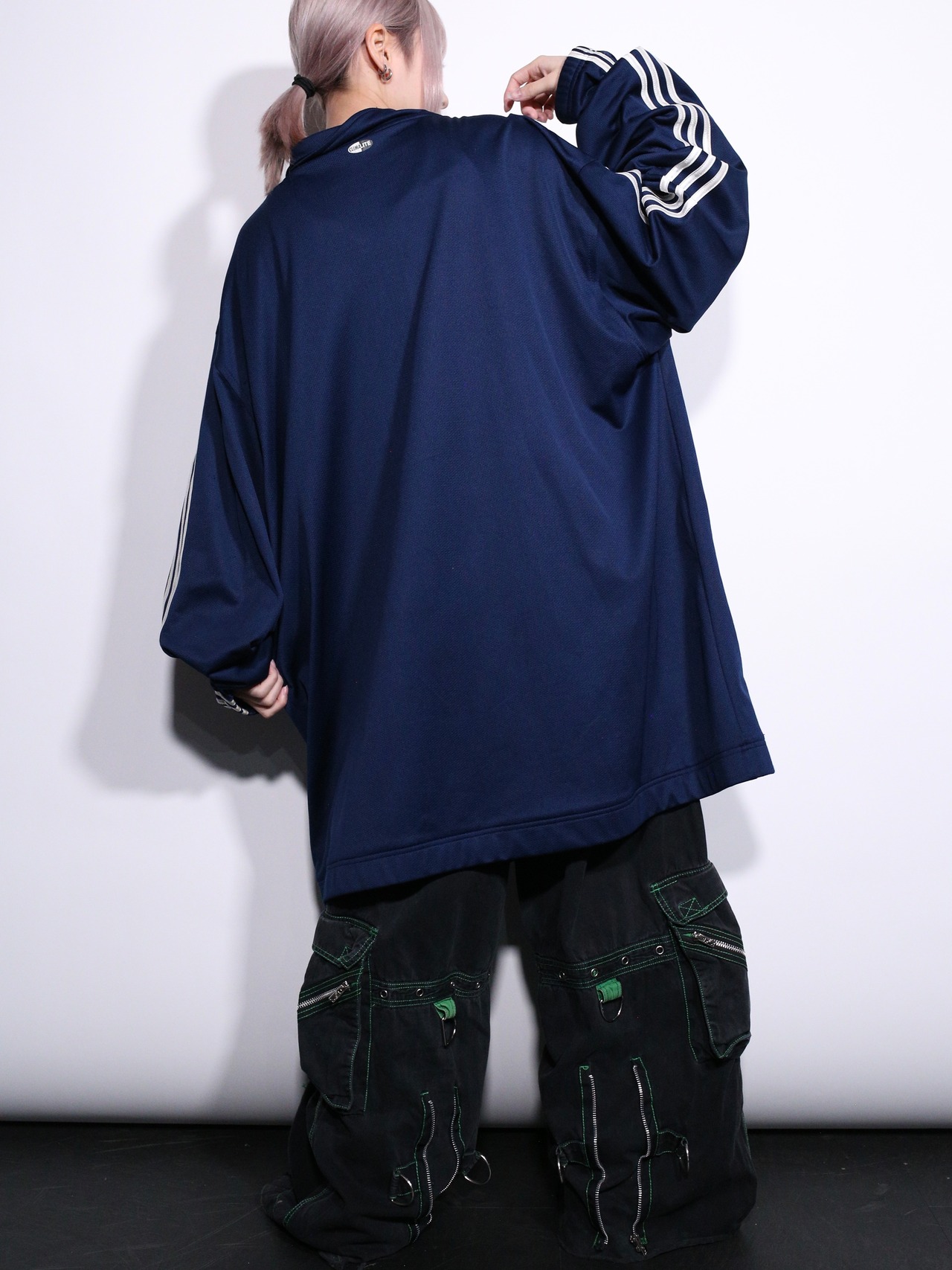 ”adidas” navy × white XXXL super oversize track jacket - 5