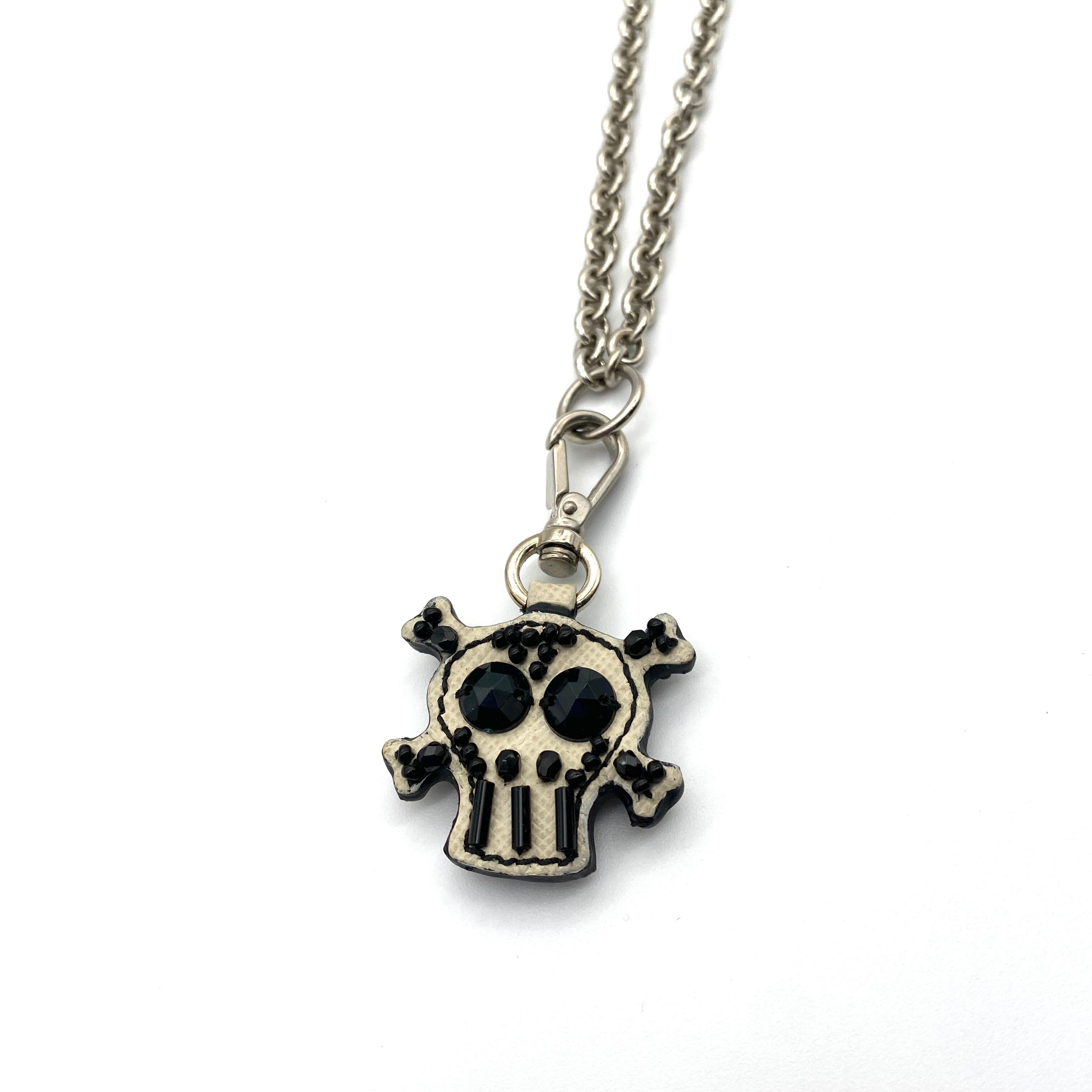 PRADA Skull Charm Hybrid Chains Neckless Black プラダ ネックレス 