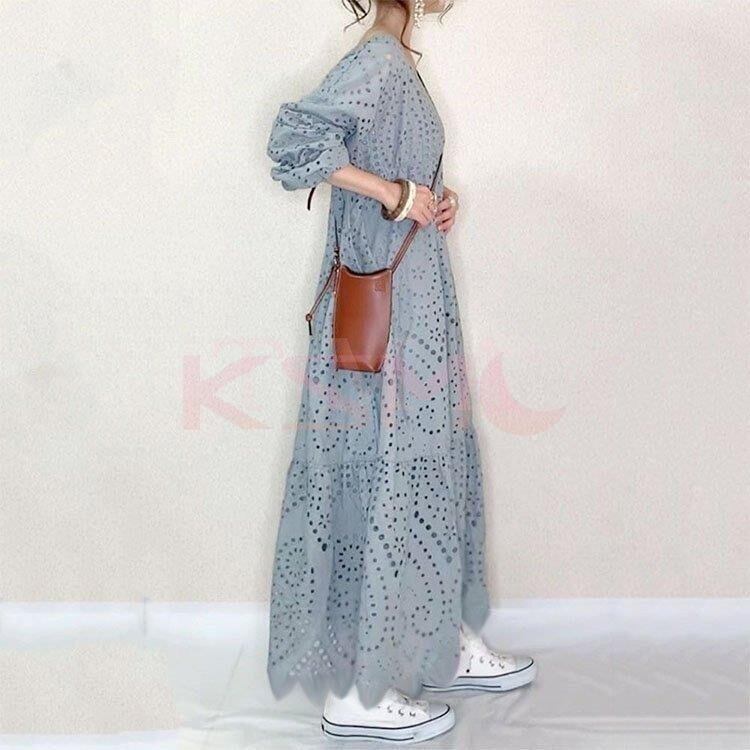 ワンピース マキシワンピース Vネック ゆったり きれいめ 7362 ワンピース マキシワンピース レディース Vネック ゆったり