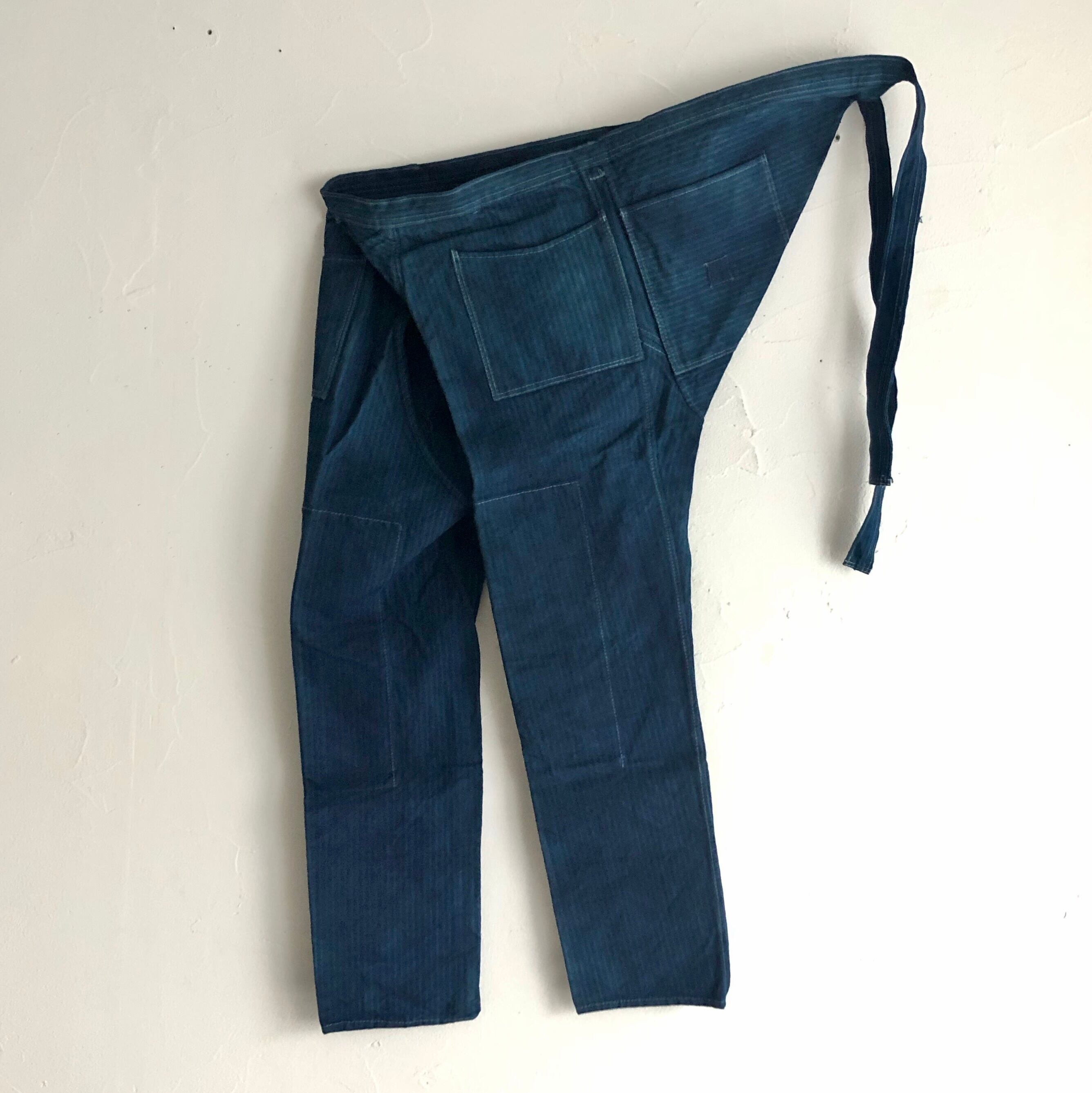 股引≪MATAHIKI≫シングル / 正藍染めストライプ帆布 /ダブルニー