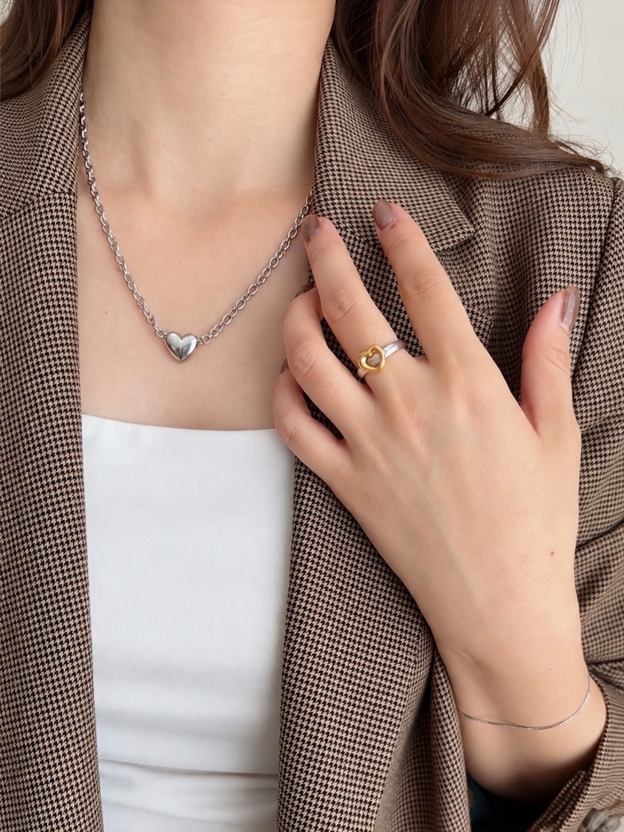 SS マグネットスライドスクエアチェーンブレスレット
