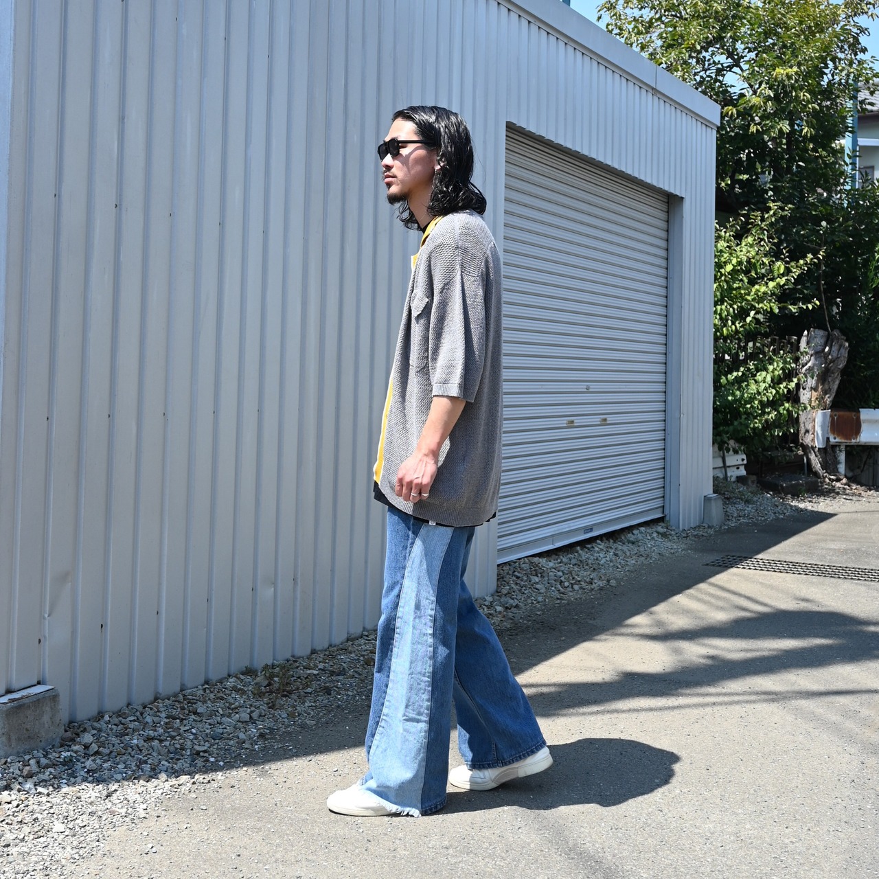 SILENCE(サイレンス) Polo S/S Shirts、デニムスタイル