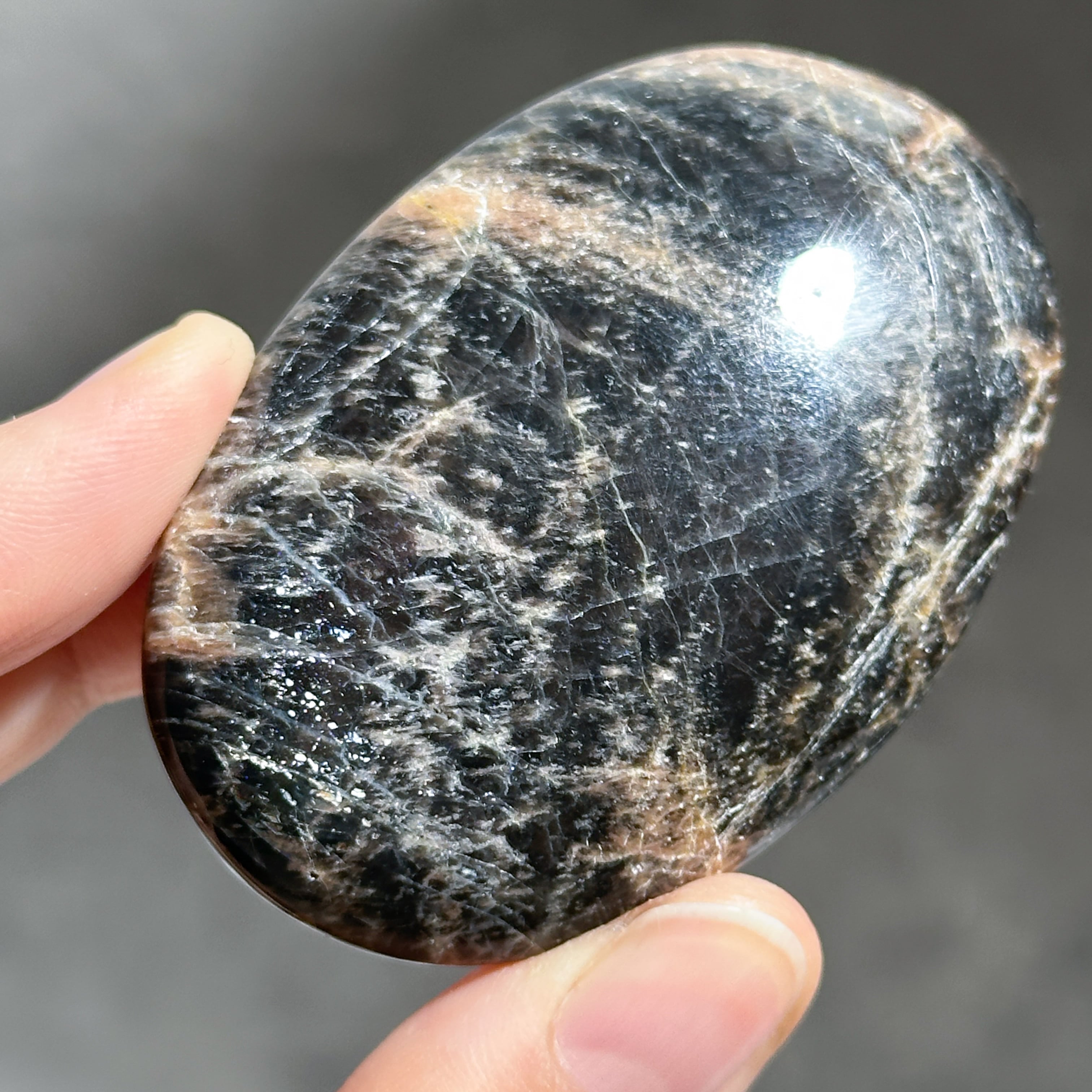 ブラックムーンストーン パームストーン21◇ Black Moonstone ◇天然石