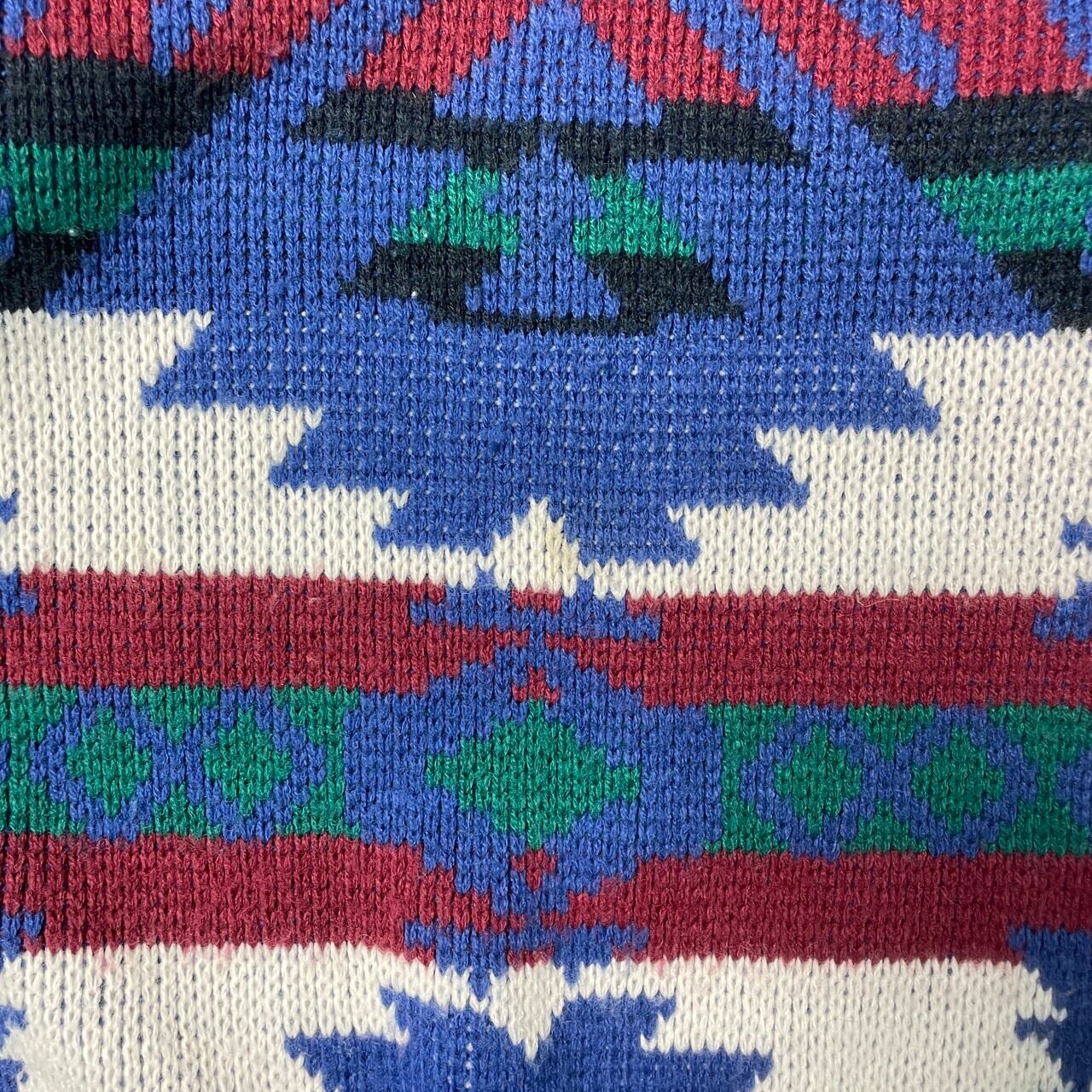 90s vintage 総柄ニット セーター メンズ M 古着 個性派 A6 VINTAGE 