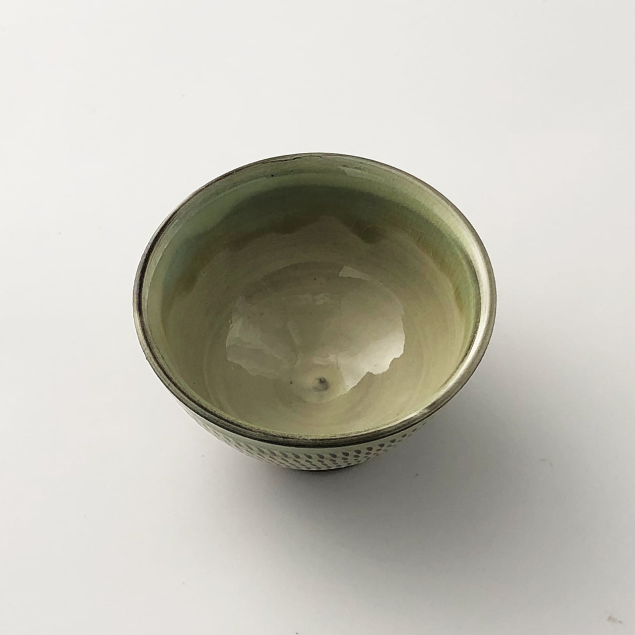 小鹿田焼 小袋窯 煎茶碗 飛びかんな 緑 口径約9cm 汲出 陶器 和食器 民