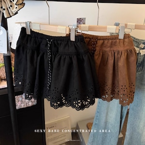 2色/スエードタッチカットワークミニスカート ・73287 2色/スエードタッチカットワークミニスカート ・73287