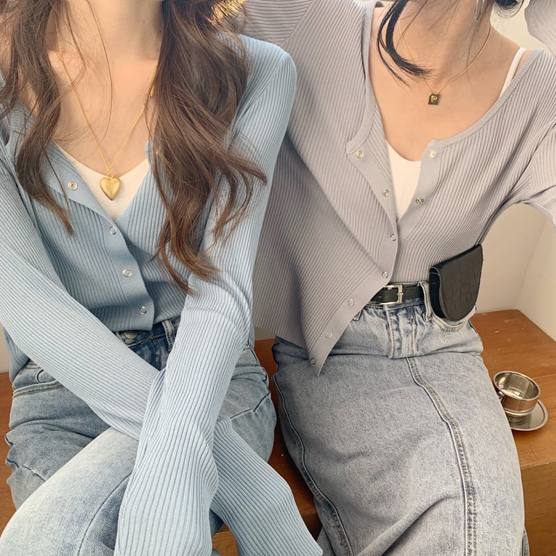 スプリングカーディガンストライプニットセーター トップス レディース 春物 ビッグFスモールZ韓国99237099428