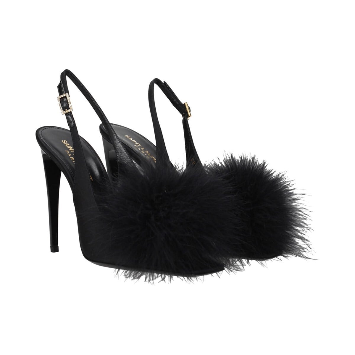 SAINT LAURENT サンローラン レディース サンダル サテン ブラック