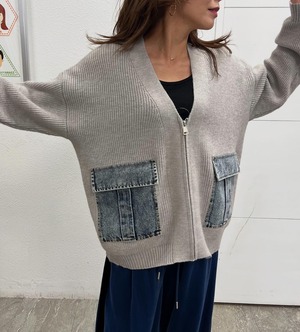 ロージー  Rosiee デニムポケットZipニットカーディガン