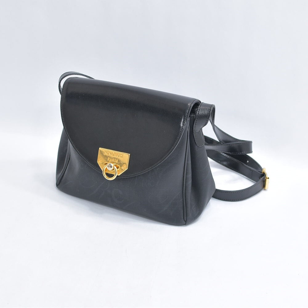 vintage BAG ショルダーバッグブラックレザー黒金アンティーク vintage BAG ショルダーバッグブラックレザー黒金アンティーク