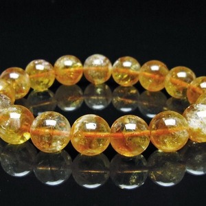 シトリン ブレスレット 虹入り 12mm シトリンクォーツ ブレス メール便可 一点物 111-50439