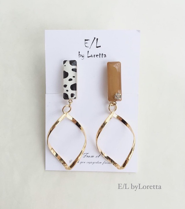 Asymmetry Animal twist hoop pierce/earring(Mustard)