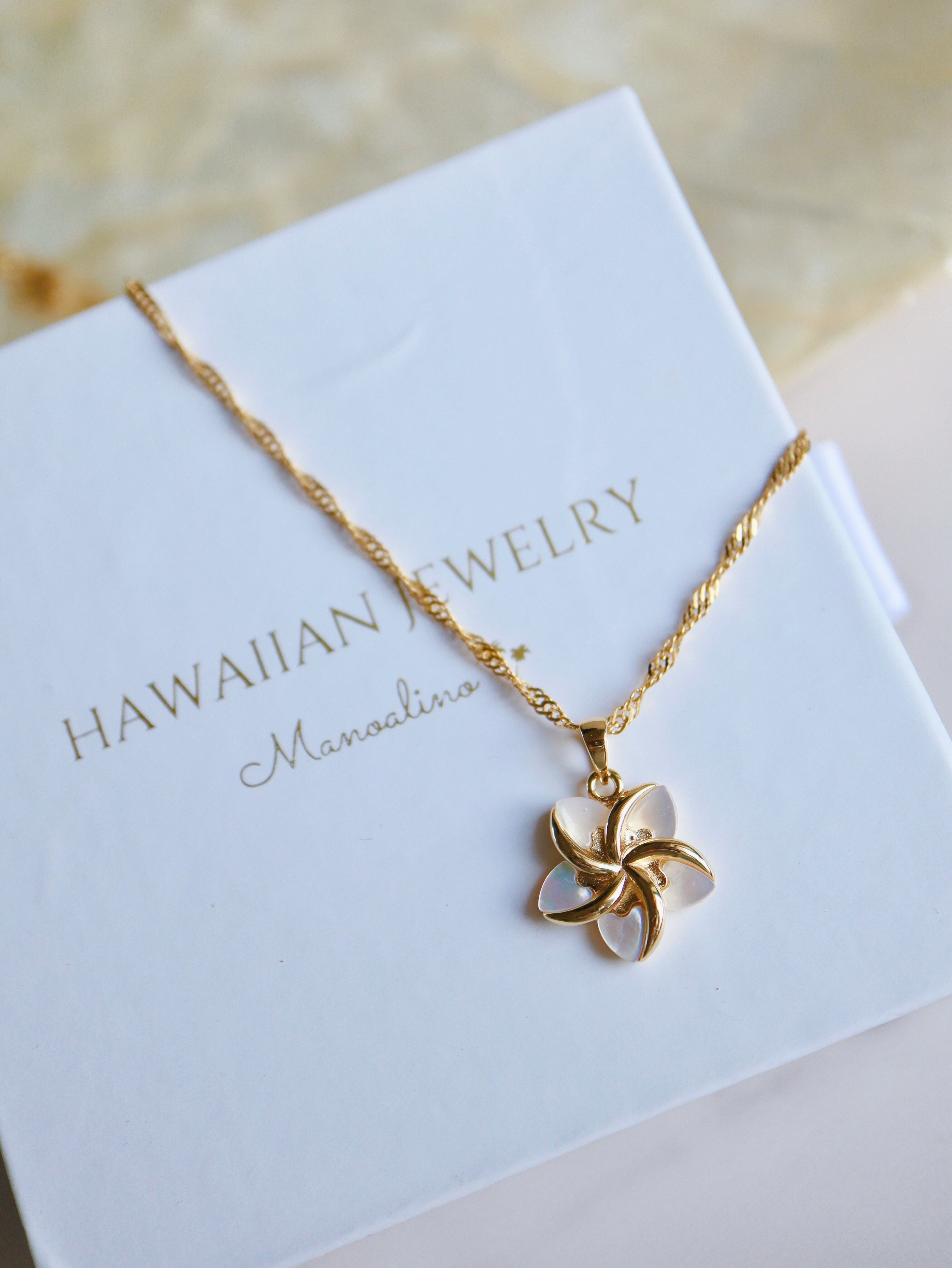 Plumeria shell necklace Hawaiian jewelry(ハワイアンジュエリーマザーオブパールプルメリアネックレス
