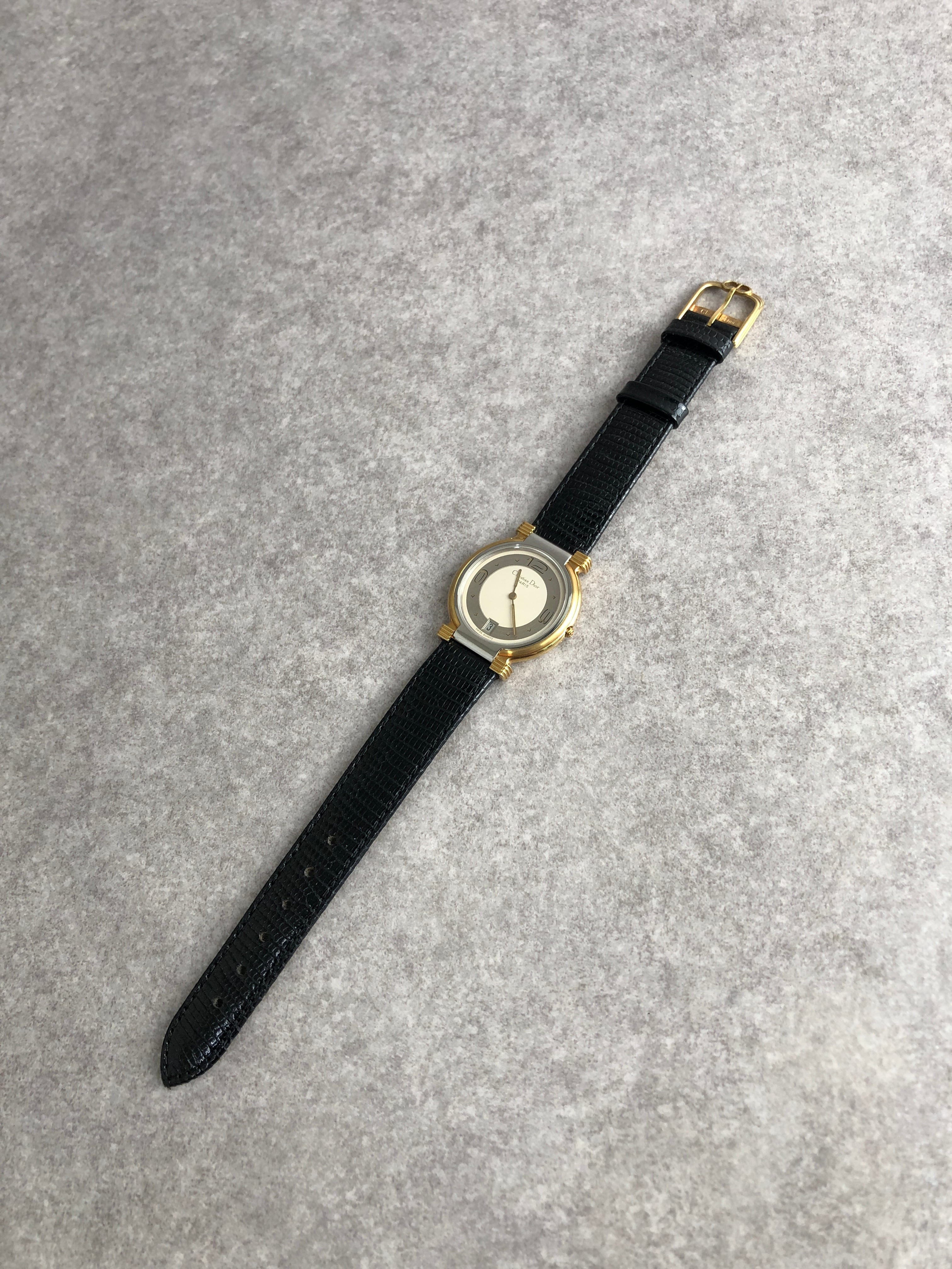 Christian Dior ブラックレザー 時計 1774 Christian Dior 