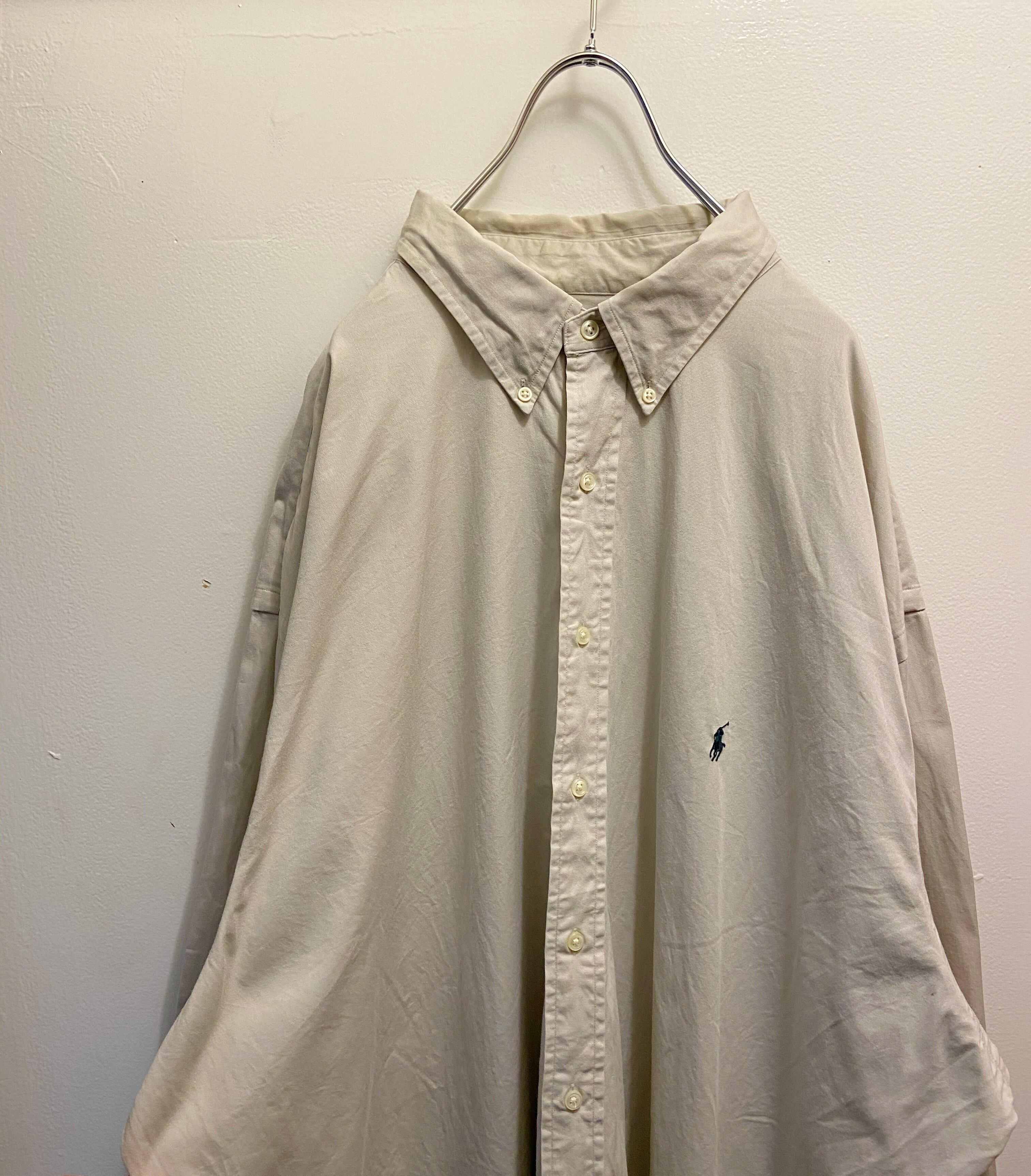 90s古着 POLO RALPH LAUREN/ポロ ラルフローレン 長袖 ビッグシルエットシャツ 刺繍ロゴ