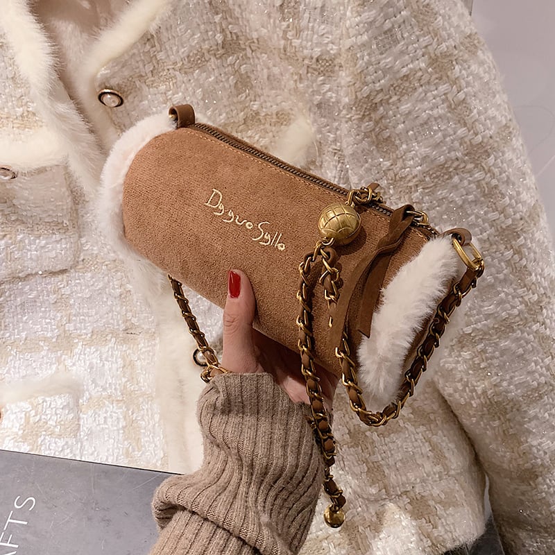 オータムウィンターレッドチェーン 秋物 冬物 メッセンジャーバッグ 手作りハンドバック86884691064