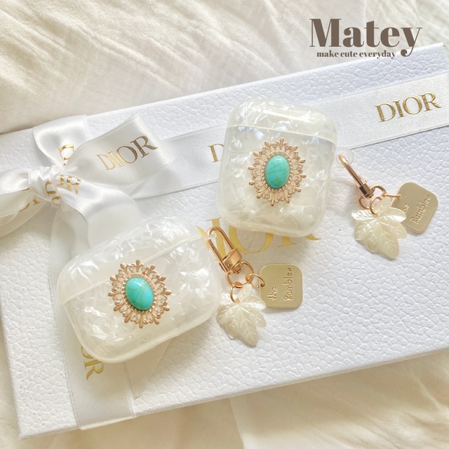 Matey original♡ ターコイズビジューケース【AirPods 1,2 / pro / 3 / pro2】
