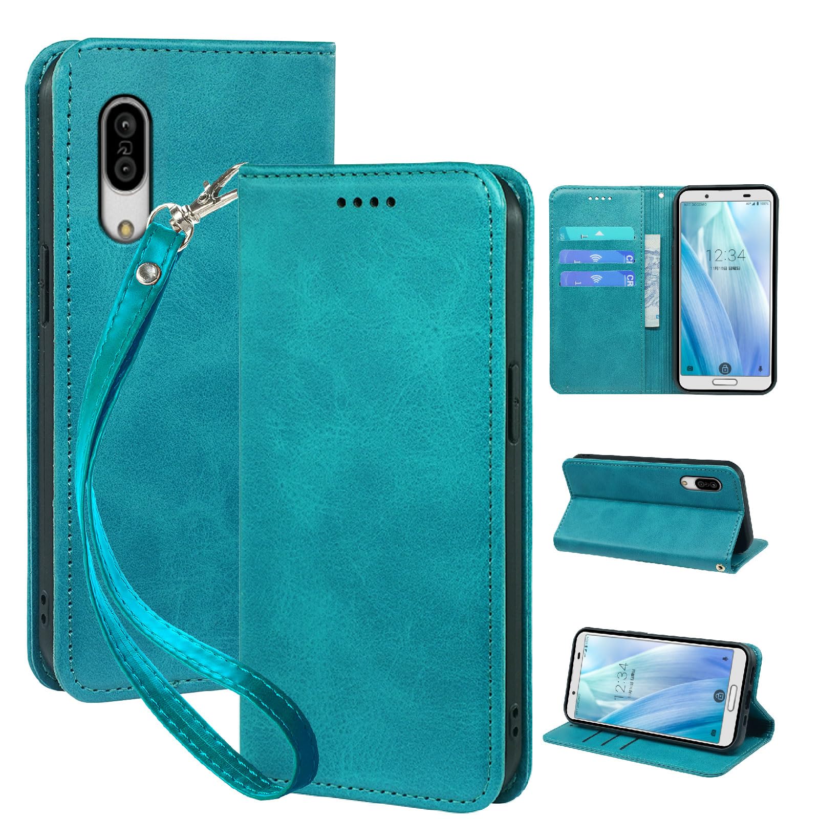 対応 AQUOS sense 3 / sense3lite/sense3 basic 用の ケース 手帳型 耐衝撃 グリーン XNWSEN3PG