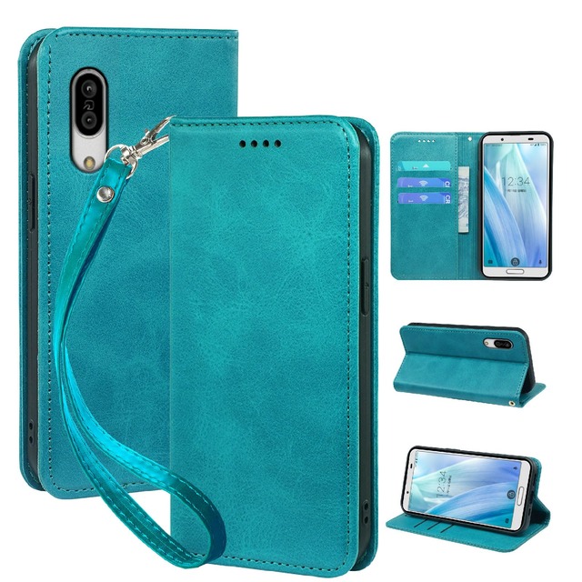 対応 AQUOS sense 3 / sense3lite/sense3 basic 用の ケース 手帳型 耐衝撃 グリーン XNWSEN3PG