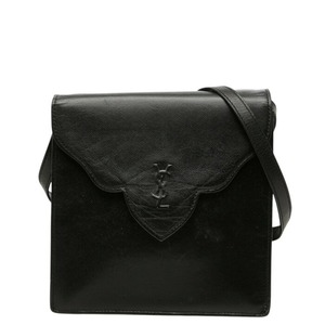 サンローラン ヴィンテージ YSLのロゴ 斜めかけ ショルダーバッグ ブラック レザー レディース SAINT LAURENT 中古