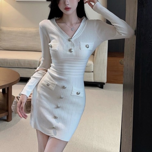 2色／メタルボタンワンピ ・13084