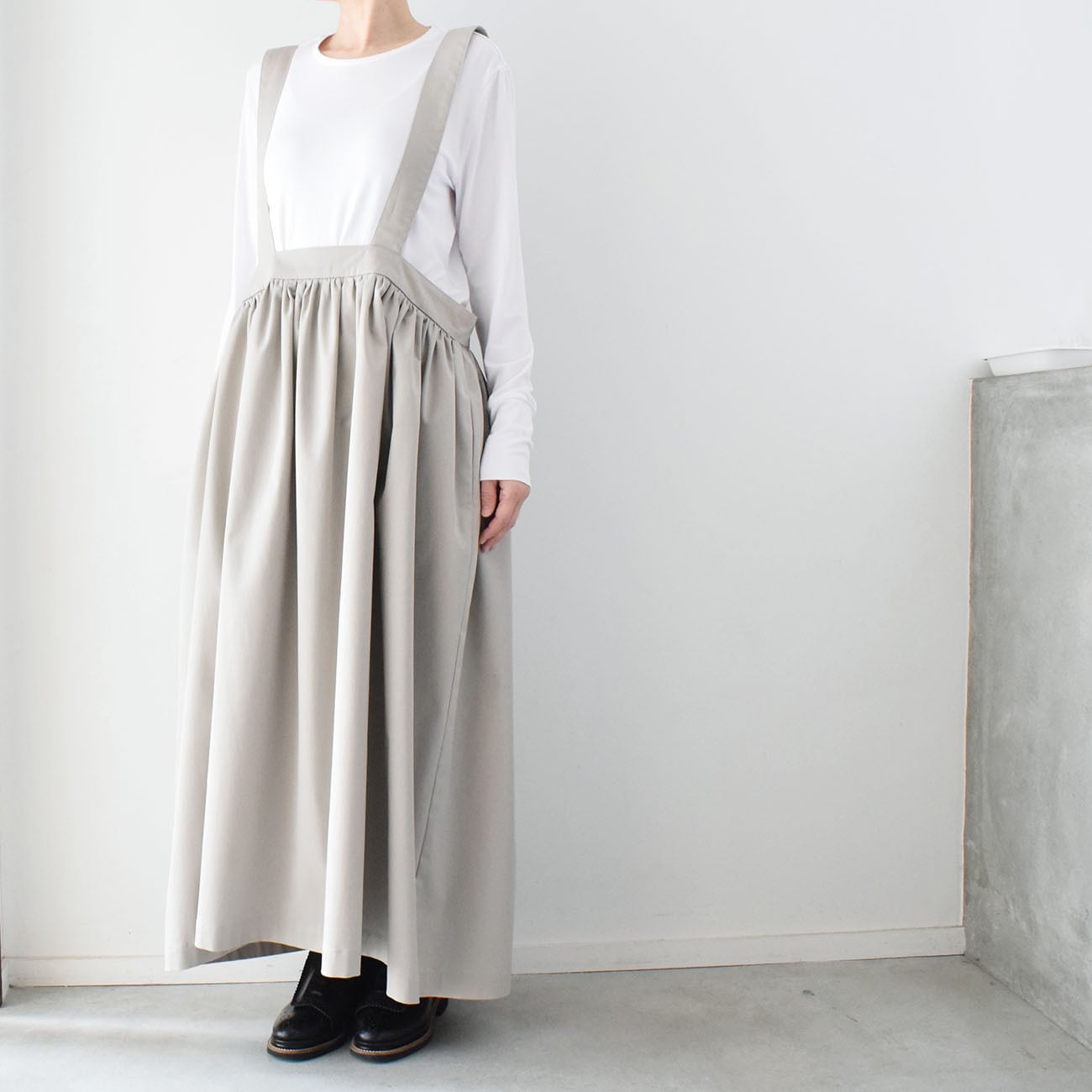 専用skep　スケップ　ギャザージャンパースカート：グレー ギャザージャンパースカート：グレー［SK03JSGY］ | skep-online shop