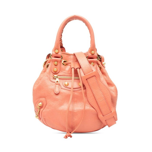 バレンシアガ ジャイアント ミニポンポン ハンドバッグ ショルダーバッグ 2WAY 285439 ピンク レザー レディース BALENCIAGA 【中古】