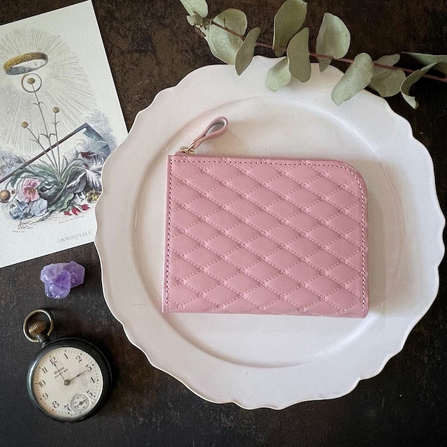 桜色のキルティングケーキ　ファスナーミニ財布