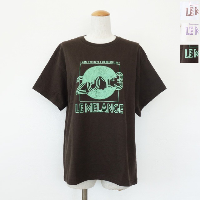 Le Melange (ルメランジュ) Tシャツ ロゴ クルーネック 半袖 ワイドシルエット 8621008