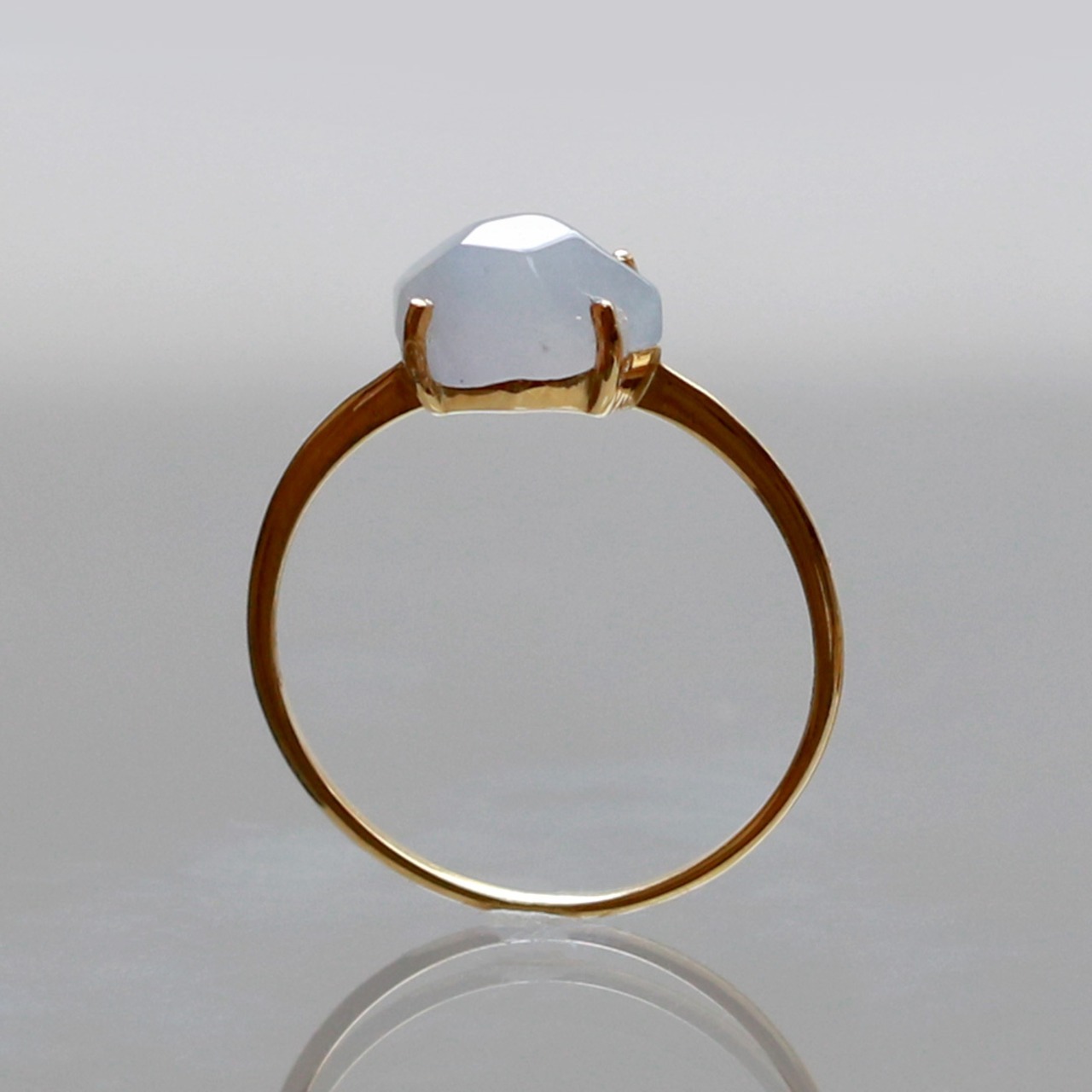 【13号】ラフカットシリーズ K10YG 翡翠 ラフカットリング A貨翡翠 jd_rg1923