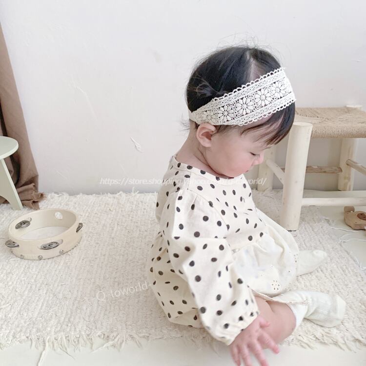 60 100 ロンパース エプロン ドット レース 韓国版 女の子 ベビー キュート ベビー キュート 可愛い 韓国版 ベビー服 韓国子供服 ベビー 子供服 Q Toworld キュートワールド 子供服