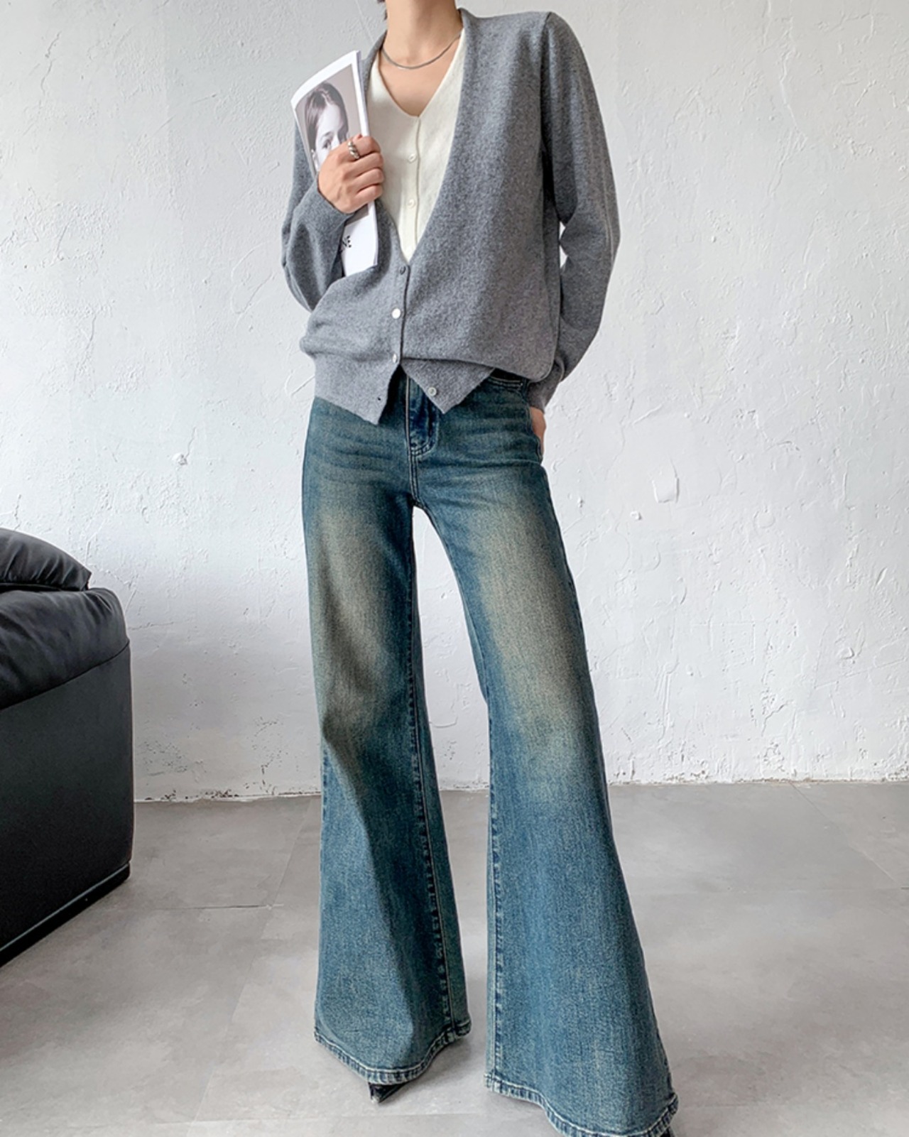 Cardigan top and casual Pants 2-piece set　T20108