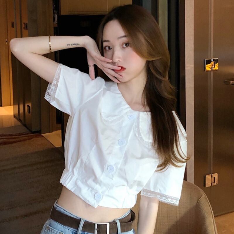 レディーススモールシャツニューエインスタイル2020夏レトロ香港スタイルショートスリム半袖シャツデザインニッチシャツ 1号婦人66962301887