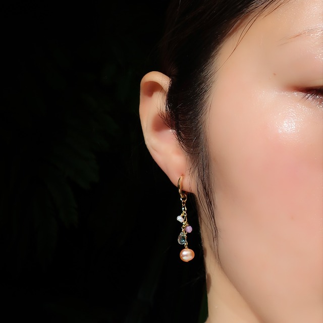 2026Spring collection アプリコットパール×淡水パール×モルガナイト×スカイブルートパーズチャーム