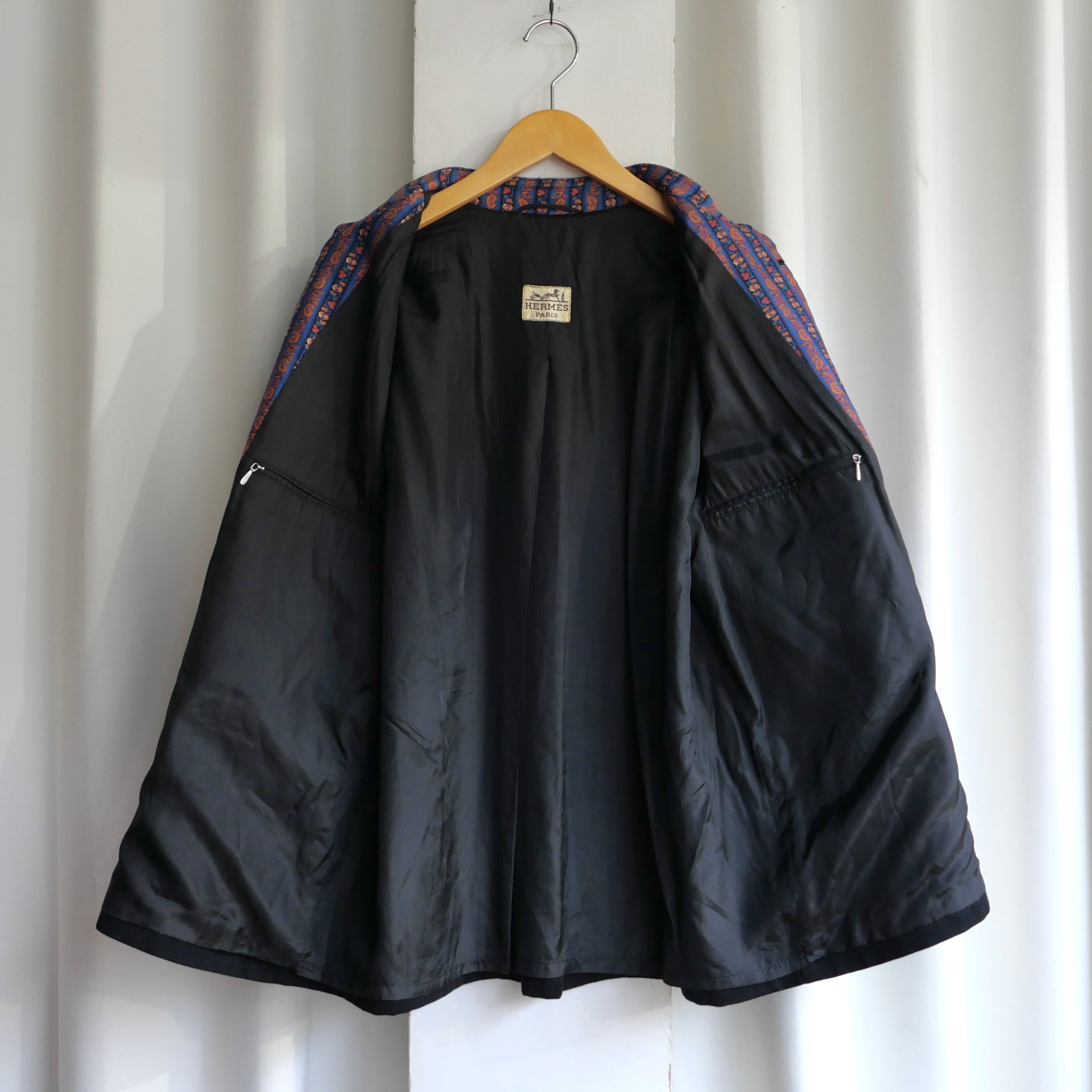 HERMES ジャケット ヴィンテージ 70-80s HERMES MADE IN WEST GERMANY MAO COLLAR JACKET | safarionline